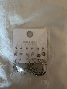 pull and bear silver tone earring multi pack